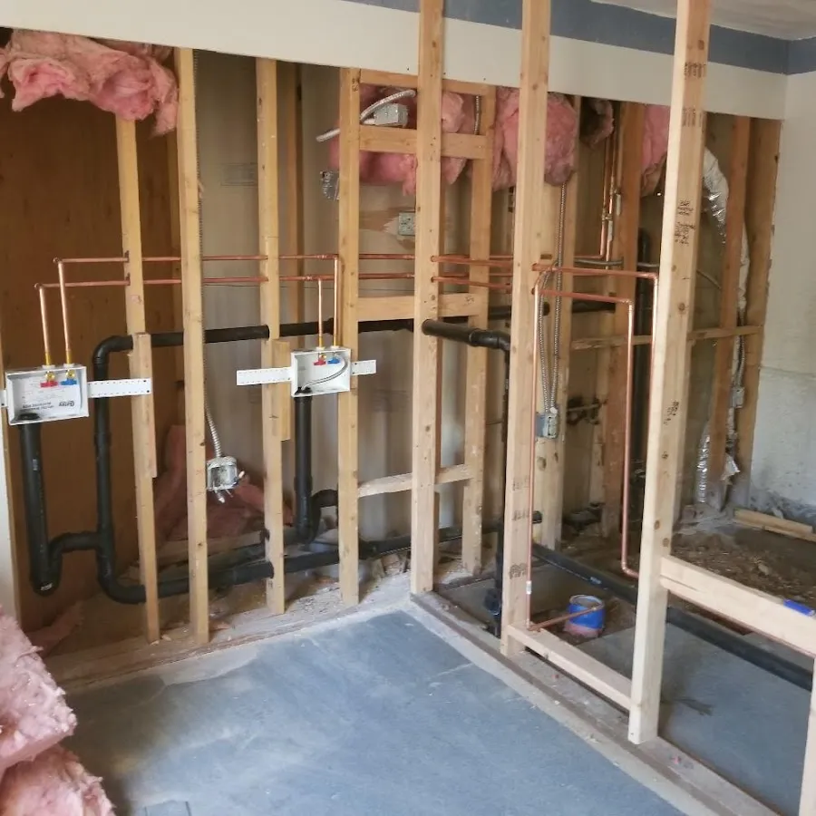 Copper pipe rough-in and plumbing installation in Columbia Falls